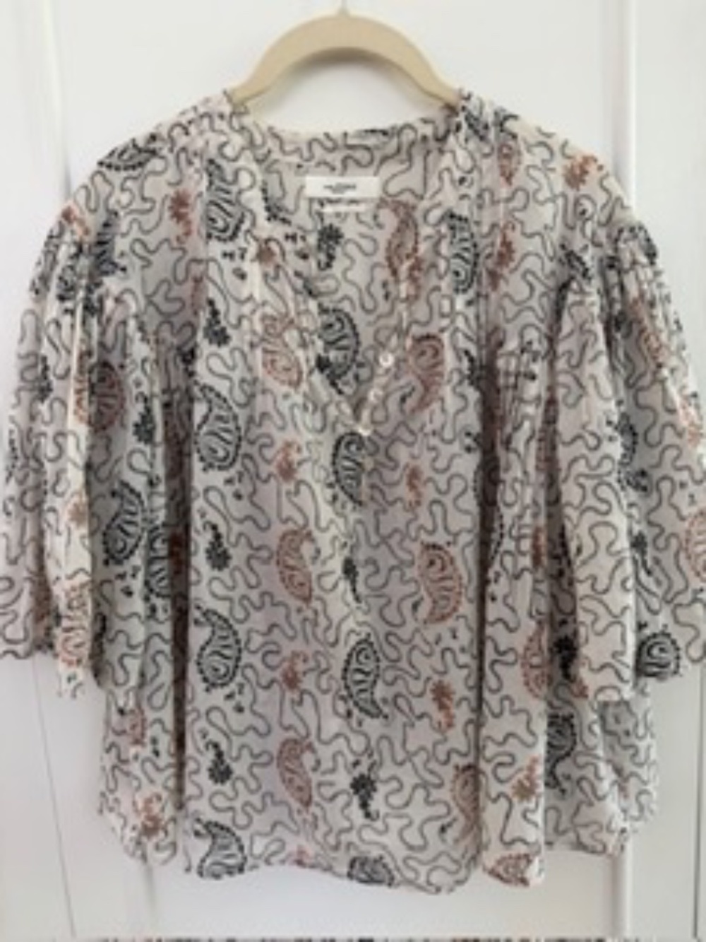 Isabel Marant Etoile Algari Paisley Printed Women's Cotton Blouse Top M 36